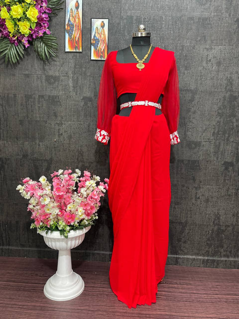 RED KETOGENIC BLOOMING SAREE