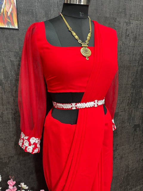 RED KETOGENIC BLOOMING SAREE