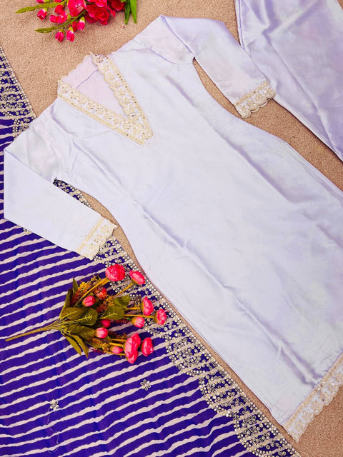 Lavender Fresh Crepe Salwar Suit With Digital Print Dupatta Ready to Wear