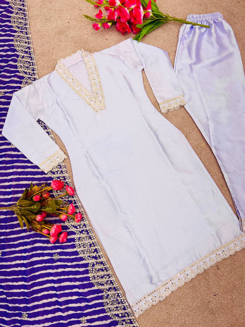 Lavender Fresh Crepe Salwar Suit With Digital Print Dupatta Ready to Wear