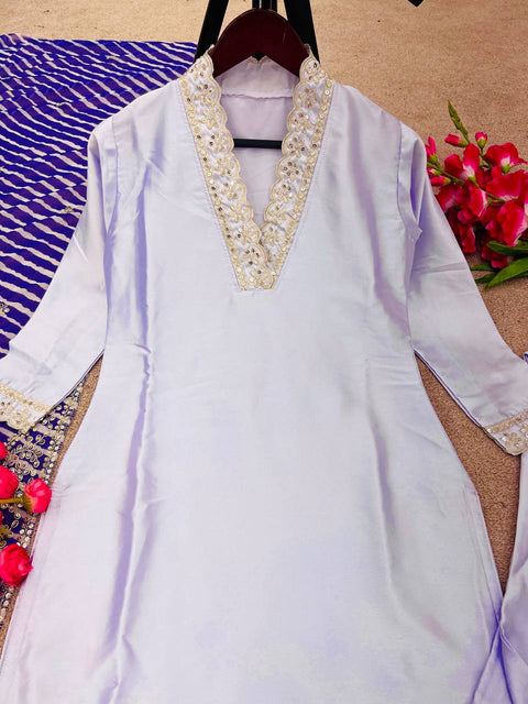 Lavender Fresh Crepe Salwar Suit With Digital Print Dupatta Ready to Wear