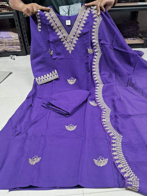 New Premium Chanderi Cotton kurti pant dupatta set