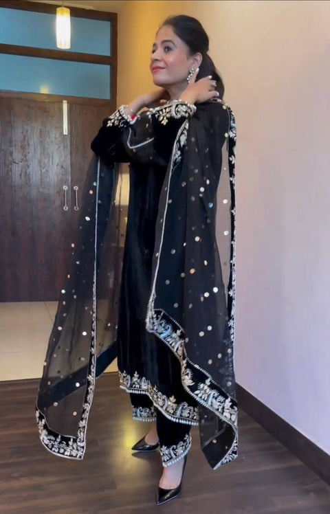 New DESIGNER WEAR  VELVET TOP WITH PLAZZO