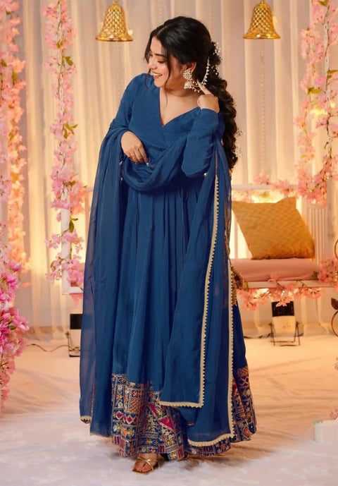 New woman Angrakha style anarkali kurta with dupatta suit