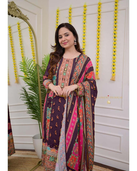 NEW LAUNCHING digital printssequin embroidery and lace detailings Pakistani Suit