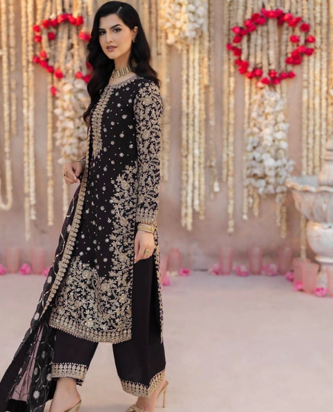 New Designer Party Wear Look Top-Plazzo and Dupatta With Heavy Embroidery Work