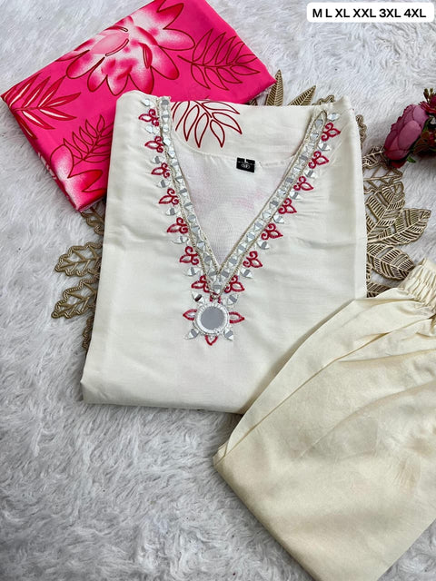New PREMIUM QUALITY Muslin Silk Kurti With Pant With Dupatta