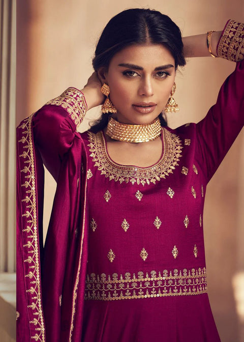 New Pure Chinnon Silk With Heavy Embroidery Zari Dori Sequence Work and Sleeve
