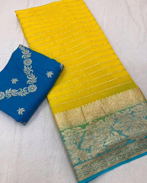 New Arrival Best Viscose Georgette Saree With Contrast Viscose Banarasi Blouse