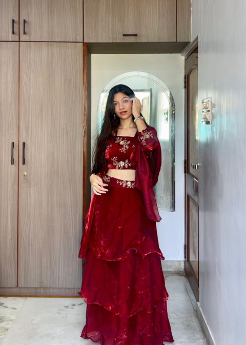 New Beautiful Heavy quality Frenddy Fabric designer festive wear Lehenga