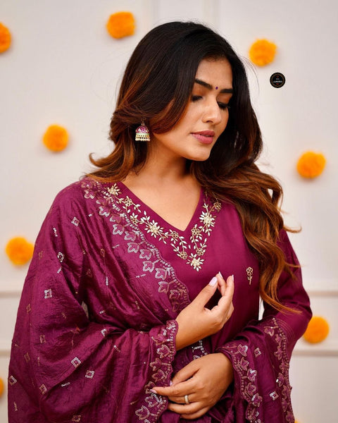 New Arrival Exclusive Fastival Collection Viscose Chanderi Gorgeous Dupatta With Embroidery work kurti