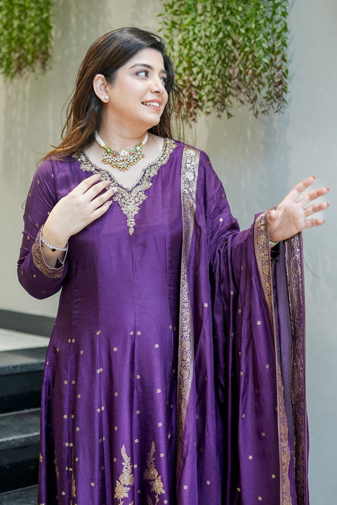 New Premium chanderi base fabricpremium Anarkali suit