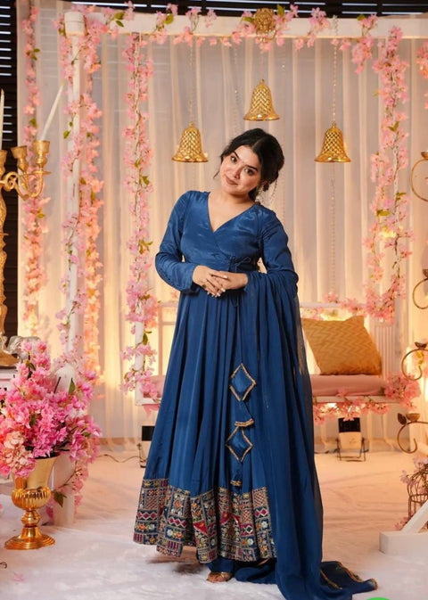 New woman Angrakha style anarkali kurta with dupatta suit