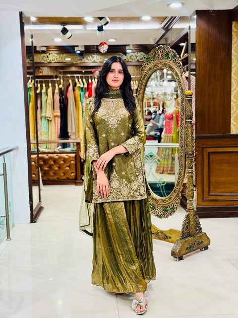 New Fully Stitched Ready To Wear TOP&PLAZZO&DUPTTA Set