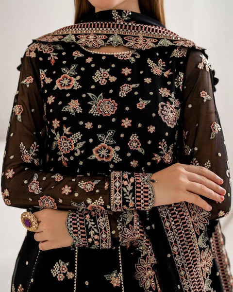 NEW SPECIAL DESIGNER SEQUINS & ZARI EMBROIDERED ANARKALI GOWN WITH SHARARA