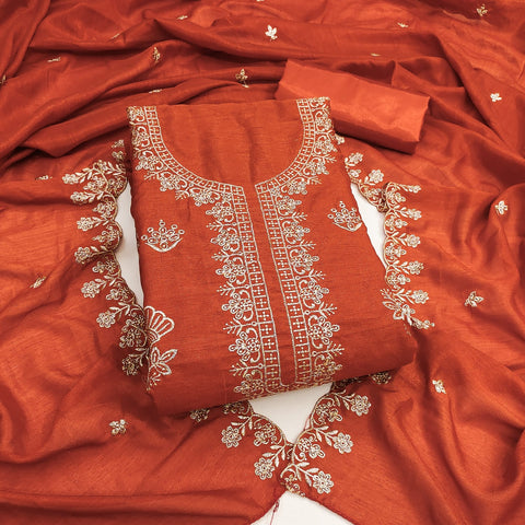 New BEST QUALITY VICHITRA SILK EMBRUDERY WORK Dress