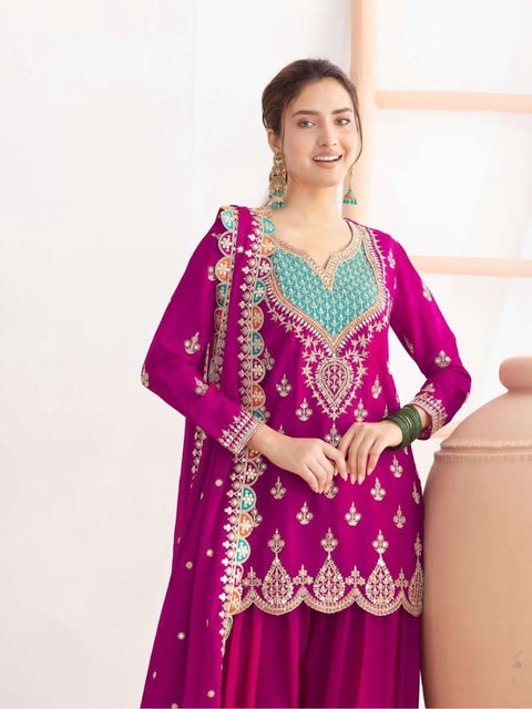 New Designer Party Sharara Suit & Dupatta Set