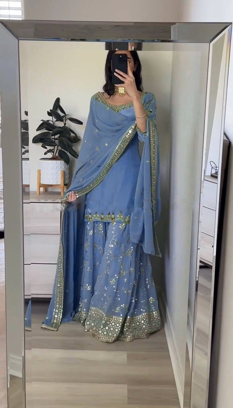 New Designer Party Wear Look Top-Plazzo and Dupatta