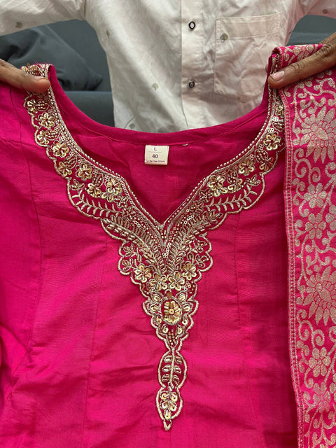 NEW ARRIVALSbeautiful hand-worked neckline & Banarasi zariAnarkali style
