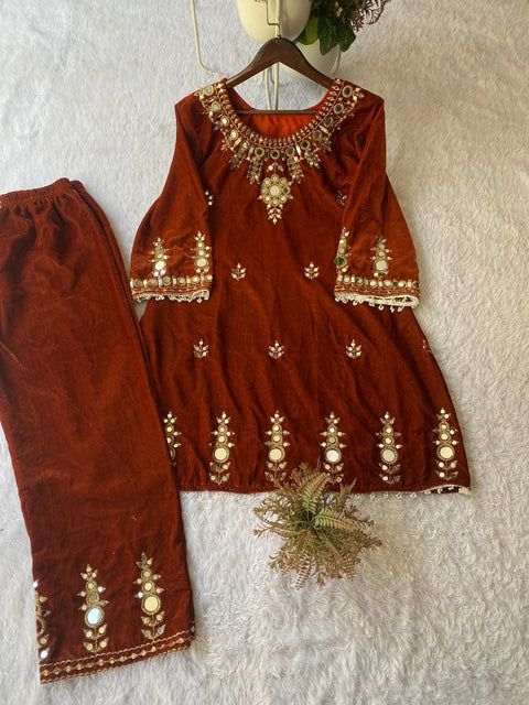New EMBROIDERY AND REAL MIRROR WORK DESIGNER WEAR CO-ORD SET