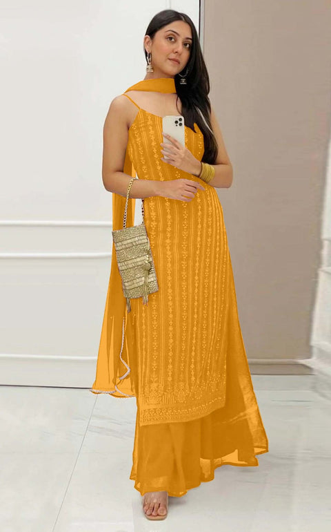 New Beautiful suit sets in Embellishedgeorgette suit set Top pent with dupatta