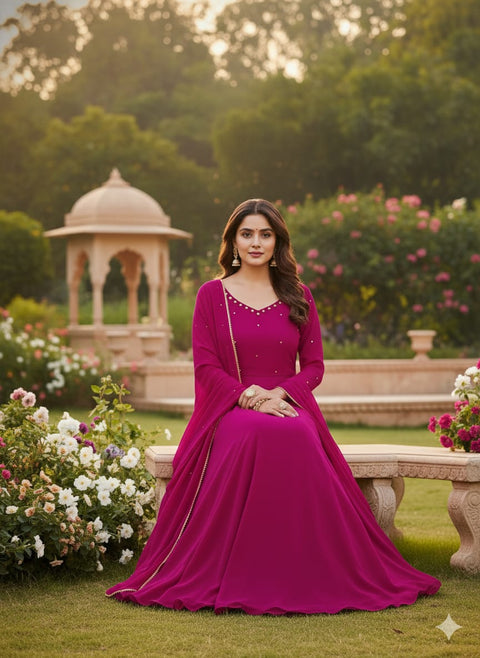 New Beautiful Handwork PINK HANDWORK ANARKALI dress