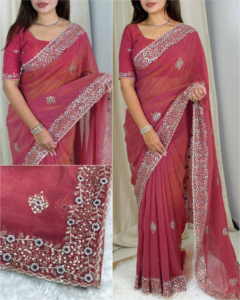 New pure, radiance with this breathtaking designer saree