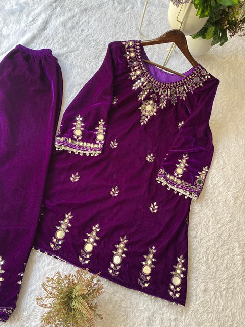 New EMBROIDERY AND REAL MIRROR WORK DESIGNER WEAR CO-ORD SET