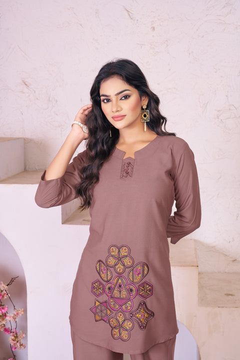 New collections Heavy RayonMulti Embroidery Thread Work Co-Ords Set