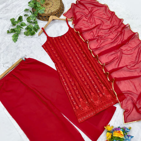 New Beautiful suit sets in Embellishedgeorgette suit set Top pent with dupatta