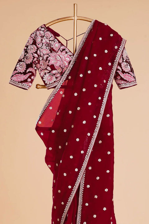 New Premium Thred & Sequnce work beautiful Designer Saree