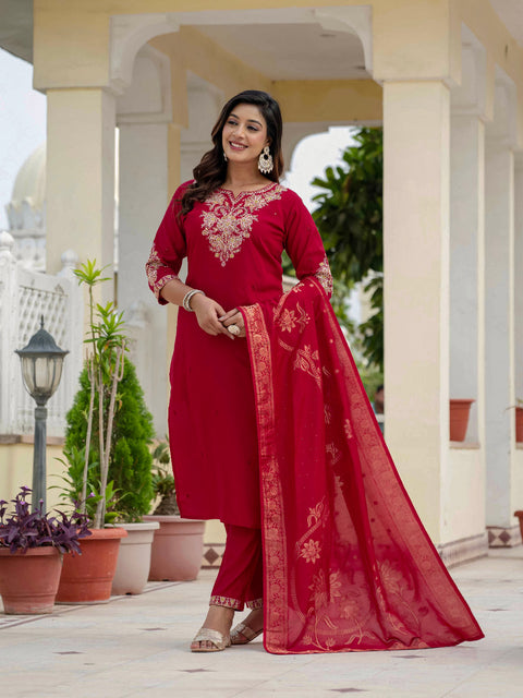 New Premium Roman SilkCoding Embroidery With Sequins Work Dress