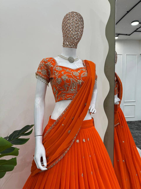 New Lunch Hevay Boutiq Collection Foux Gorgette Lehengha Saree