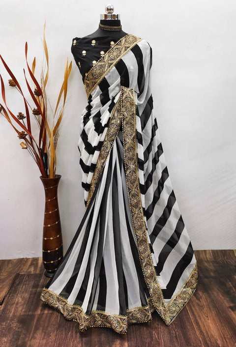 New Superhit DesignGeorgette fabric with Contrast embroidery & sequence work saree