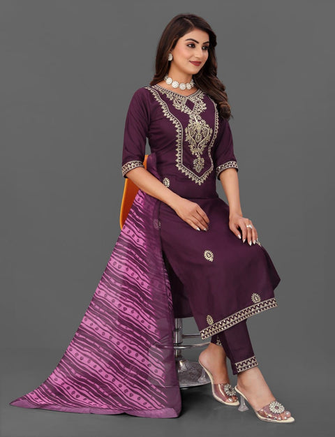 New premium Cotton Blend Fully Stiched Kurta and Pant & Dupatta Set