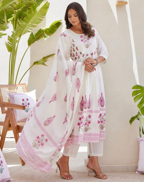 NEW ARRIVAL CHANDERI SILK KURTI WITH PANT WITH DUPPATA
