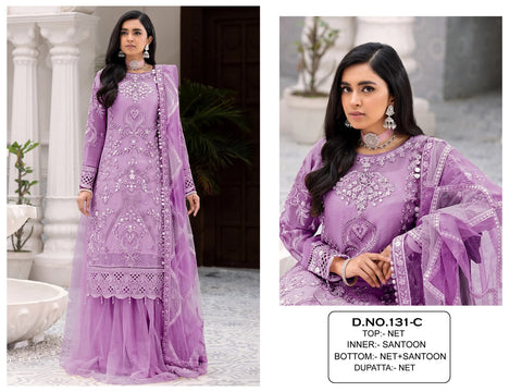 New Pakistani Design Net With Sequence Embroidery Work Dress