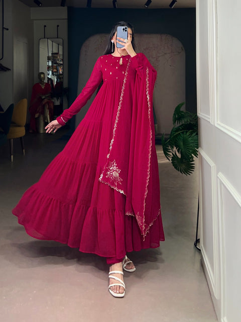 New premium marble fabric, with elegant foil workFlared Anarkali Dress