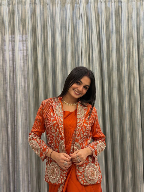 NEW SUPERHIT TRENDING READY TO WEAR SAREE WITH FULLY EMBROIDERED STYLIST BLOUSE & KOTI ON  RANGOLI FABRIC DRAPE SAREE