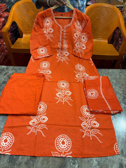 New Beautiful Heavy quality cotton Fabric designer festive wear straight style kurti with pattern pant