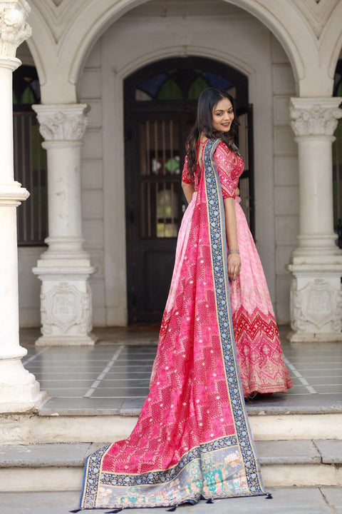 New jecard viscose viscose position print With jecard Touch Up  lehenga