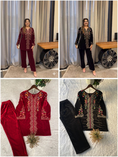 New WINTER SEASON IN VELVET DESIGNER WEAR CO-ORD SET