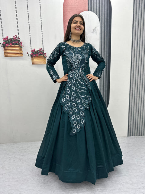 New Heavy Embrodery Sequence Work  Embroidered Gown