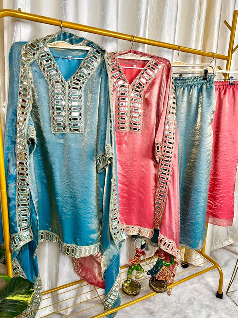 New Beautiful Heavy quality Frendy Silk Silk Fabric designer festive wear 3pc   Peplum Dress