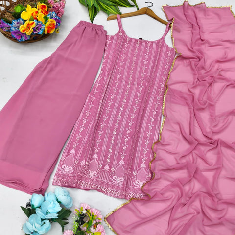 New Beautiful suit sets in Embellishedgeorgette suit set Top pent with dupatta