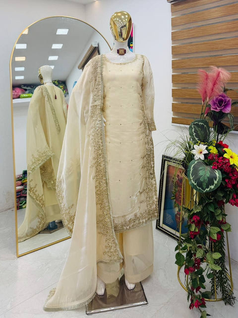 New Designer Party Top Pallazo & Dupatta Set