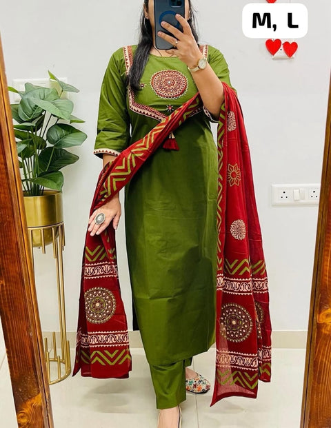 New beautiful  Heavy Cotton handwork weaving and prints Suit Set