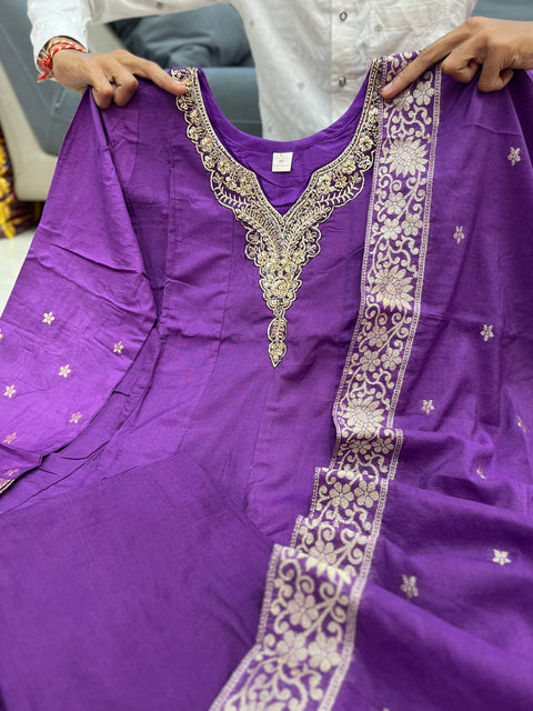 NEW ARRIVALSbeautiful hand-worked neckline & Banarasi zariAnarkali style