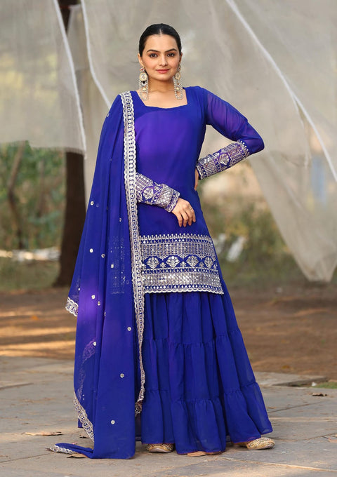 New Premium Georgette Women’s Kurta sharara Dupatta Set