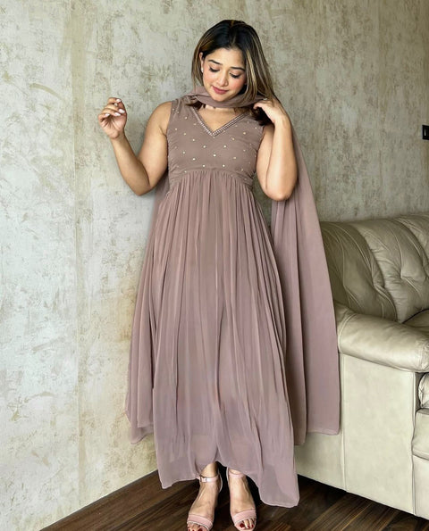 NEW Launching  Designer Party Wear Heavy Faux Georgette Dress